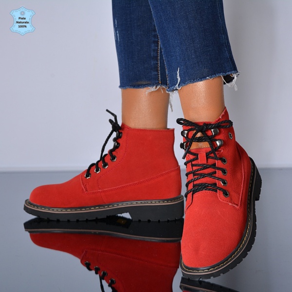 Ghete Dama Piele Naturala Zella Rosii- Need 4 Shoes