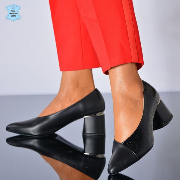 Pantofi Cu Toc Piele Naturala Divia Negri- Need 4 Shoes
