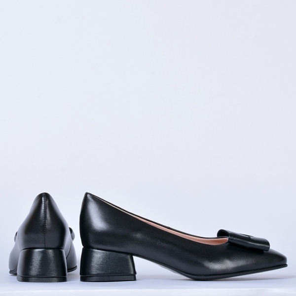 Pantofi Cu Toc Piele Naturala Iness Negri- Need 4 Shoes