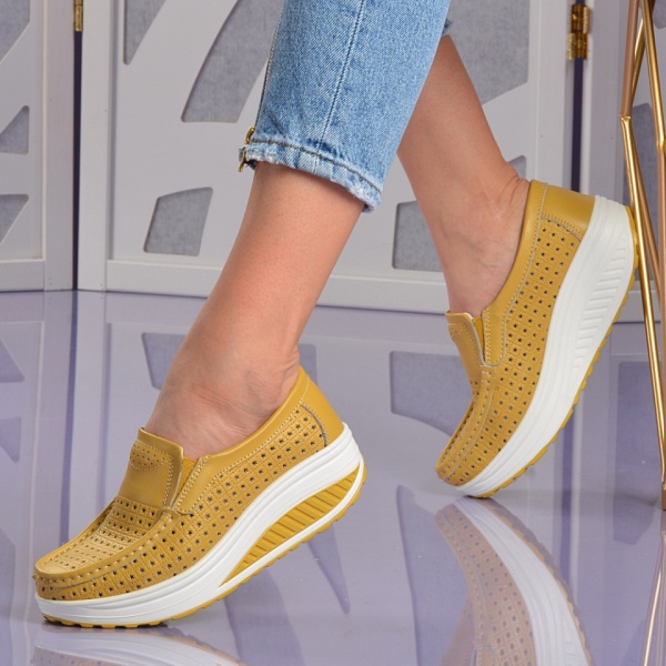 Pantofi Dama Piele Naturala Jet Galbeni- Need 4 Shoes