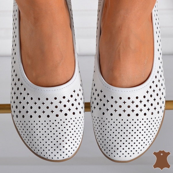 Pantofi Dama Piele Naturala Violeta Albi- Need 4 Shoes