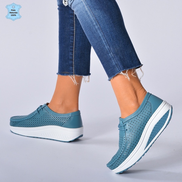 Pantofi Dama Piele Naturala Zena 4 Albastri- Need 4 Shoes