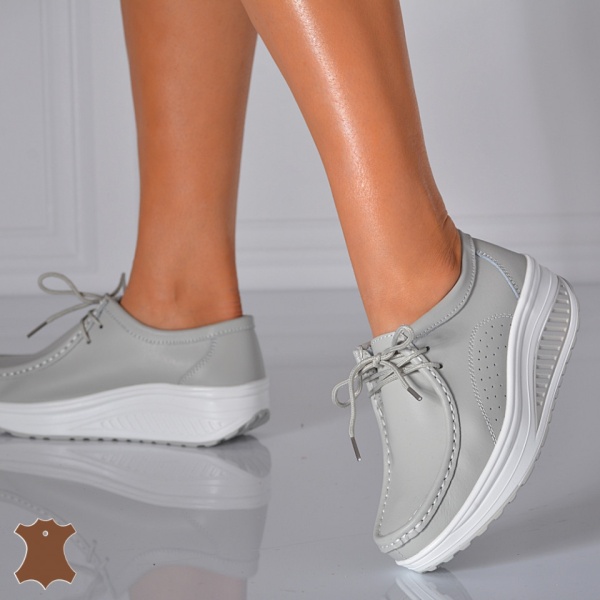 Pantofi Dama Piele Naturala Zena 5 Gri- Need 4 Shoes