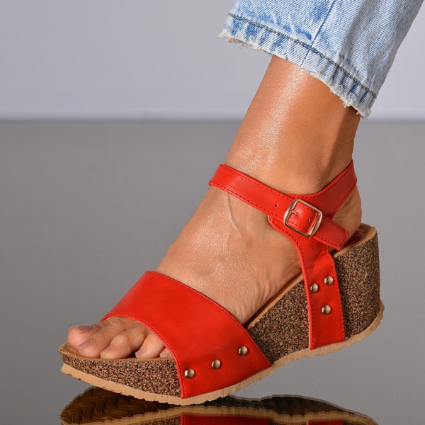 Sandale Cu Platforma Eliandra Rosii- Need 4 Shoes