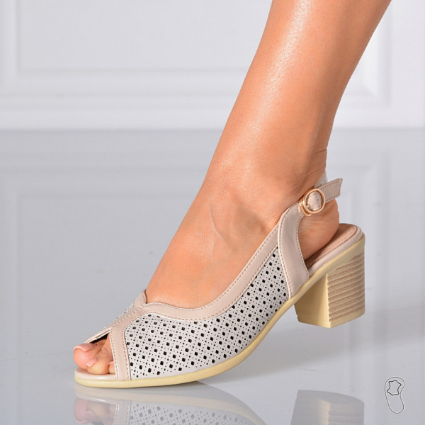 Sandale Dama Cu Toc Arina Bej