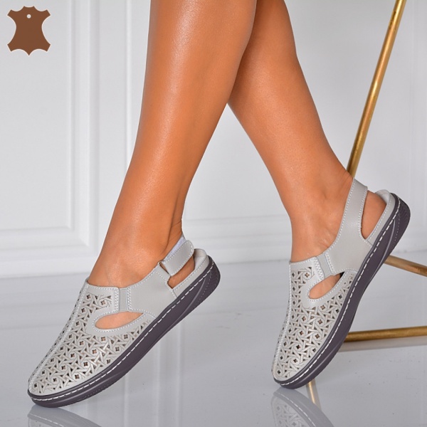 Sandale Dama Piele Naturala Patry Gri- Need 4 Shoes