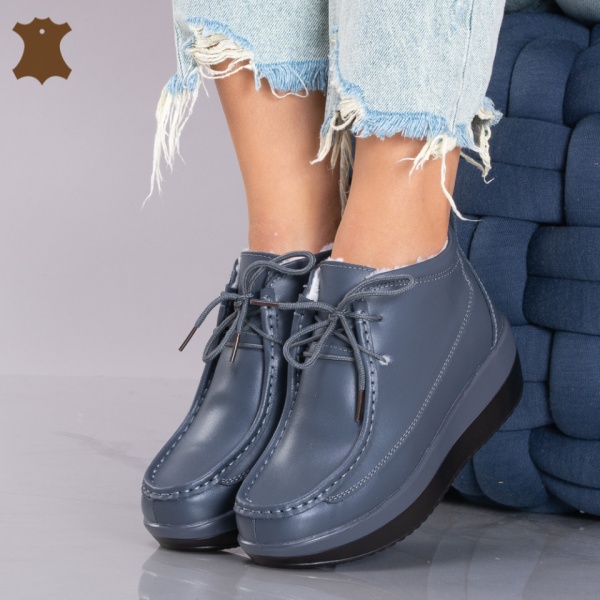 Ghete Dama Imblanite Piele Naturala Tokyo Gri - Need 4 Shoes