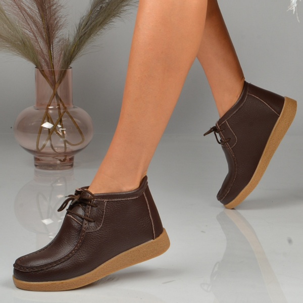 Ghete Dama Imblanite Piele Naturala Zora 2 Brown - Need 4 Shoes