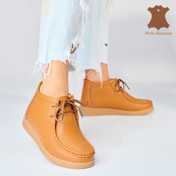 Ghete Dama Imblanite Piele Naturala Zora 2 Camel - Need 4 Shoes