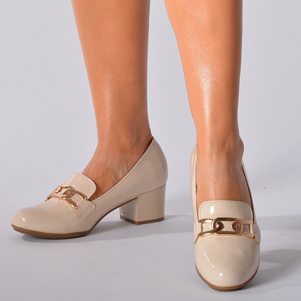 Pantofi Cu Toc Dama Brandy Bej