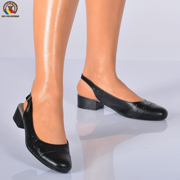 Pantofi Cu Toc Piele Naturala Bari Negri - Need 4 Shoes