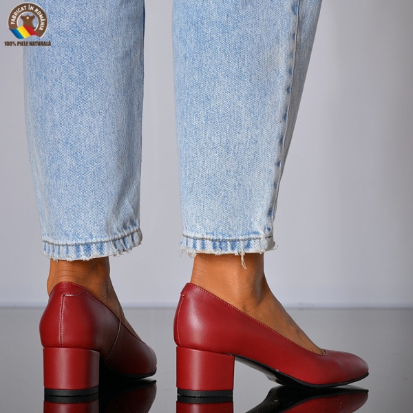 Pantofi Cu Toc Piele Naturala Delia Rosii- Need 4 Shoes