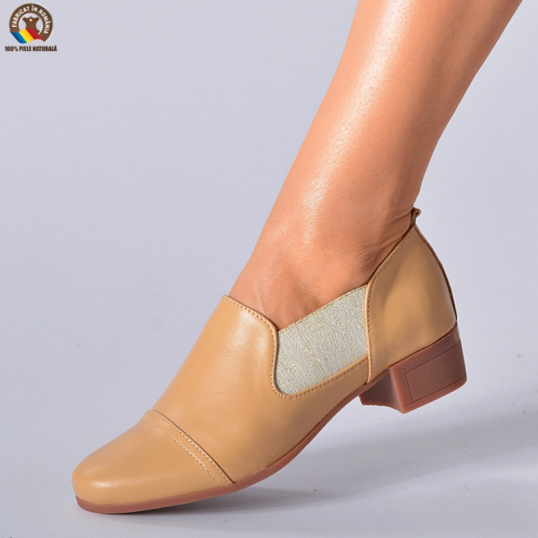 Pantofi Cu Toc Piele Naturala Metin Camel