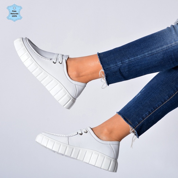 Pantofi Dama Piele Naturala Aime Albi- Need 4 Shoes
