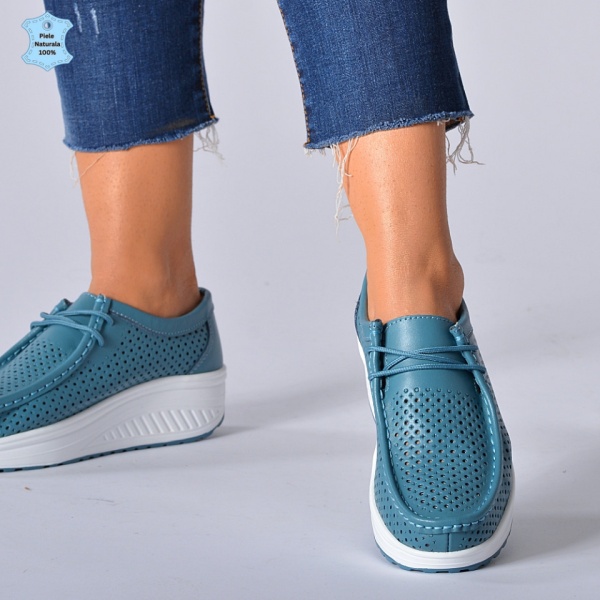Pantofi Dama Piele Naturala Zena 4 Albastri- Need 4 Shoes