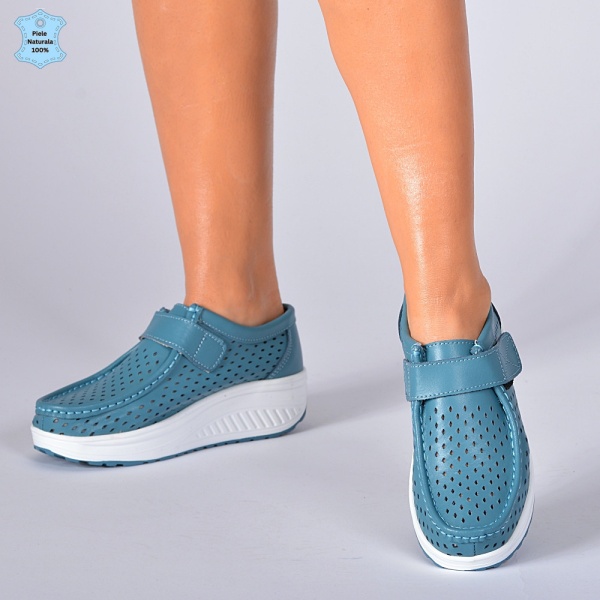 Pantofi Dama Piele Naturala Zena Albastri- Need 4 Shoes