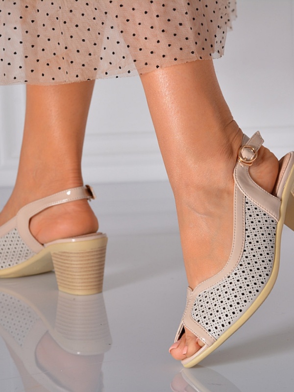Sandale Dama Cu Toc Arina Bej- Need 4 Shoes