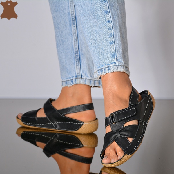 Sandale medicinale Piele Naturala Jude Negre- Need 4 Shoes