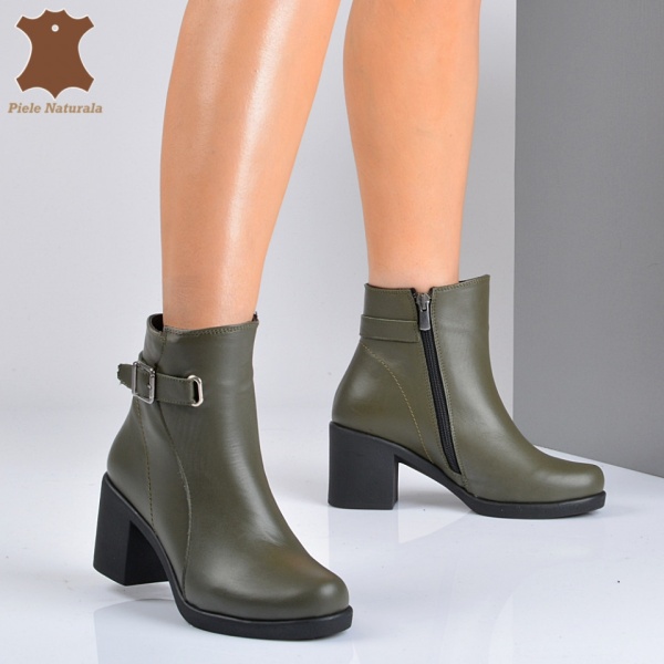 Botine Piele Naturala Amalia Kaki- Need 4 Shoes