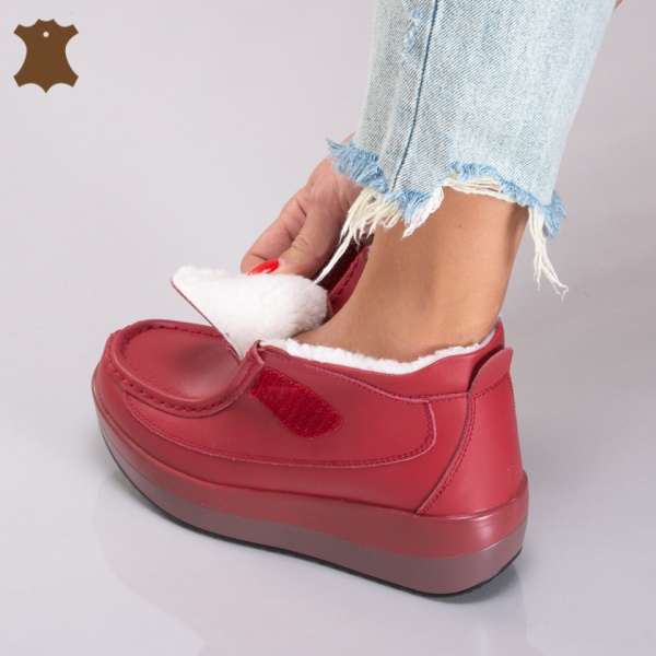 Ghete Dama Imblanite Piele Naturala Tokyo 2 Rosii- Need 4 Shoes
