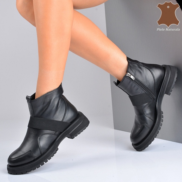 Ghete Dama Piele Naturala Elsa Negre- Need 4 Shoes