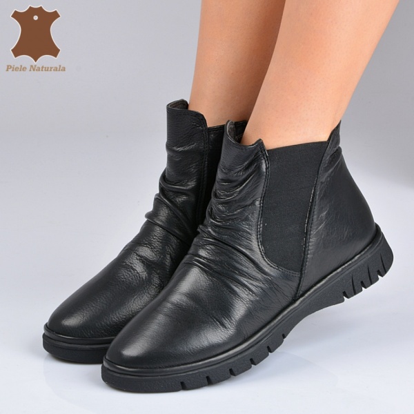 Ghete Dama Piele Naturala Loris 2 Negre- Need 4 Shoes