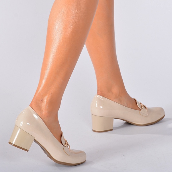 Pantofi Cu Toc Dama Brandy Bej