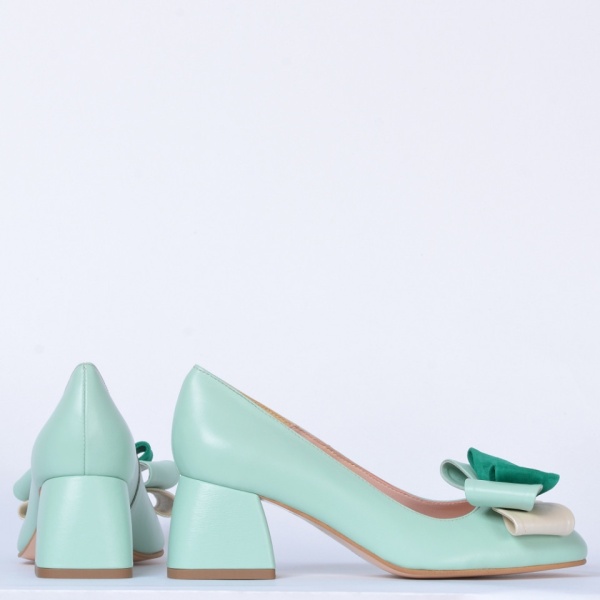 Pantofi Cu Toc Piele Naturala Arabella Menta- Need 4 Shoes