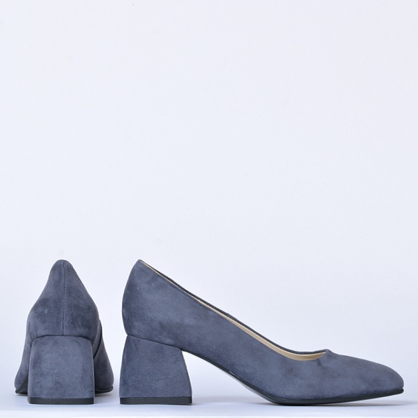 Pantofi Cu Toc Piele Naturala Idris Gri- Need 4 Shoes