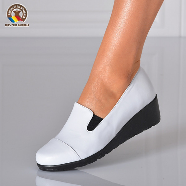 Pantofi Dama Piele Naturala Crina Albi
