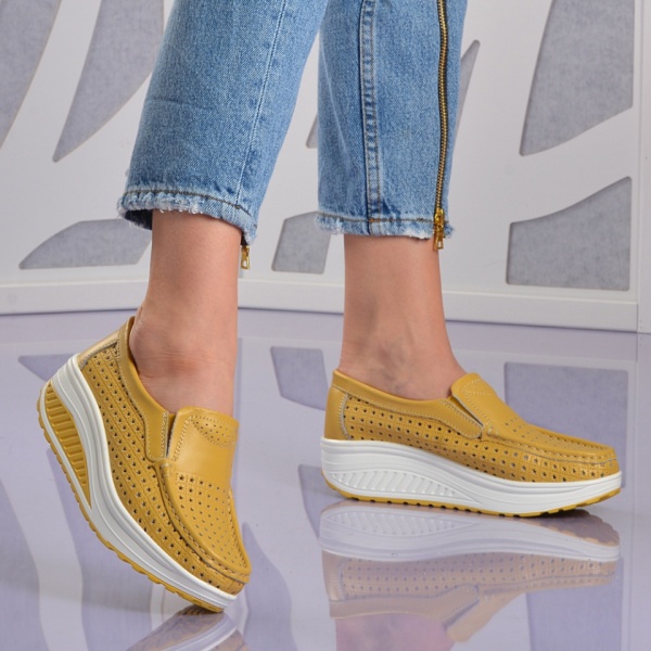 Pantofi Dama Piele Naturala Jet Galbeni- Need 4 Shoes