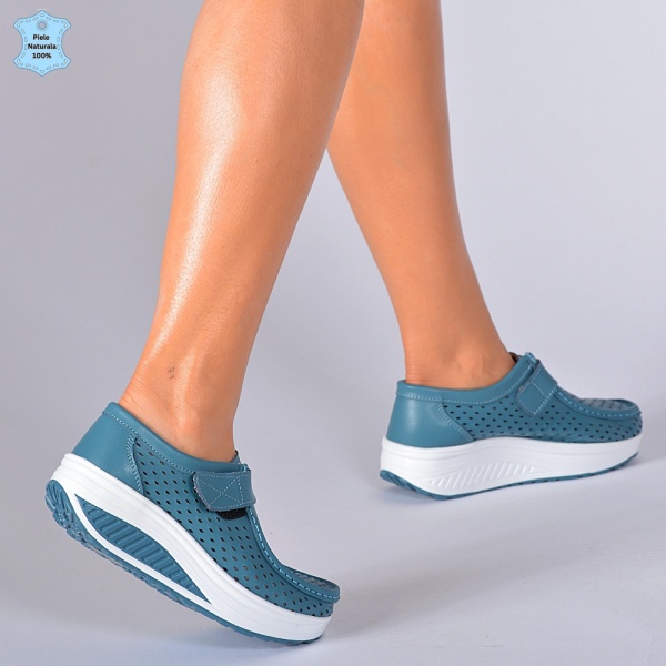 Pantofi Dama Piele Naturala Zena Albastri- Need 4 Shoes
