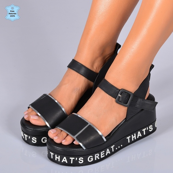 Sandale Dama Piele Naturala Gabriela Negre- Need 4 Shoes