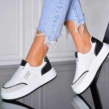 Adidasi Dama Leva Alb/Negru- Need 4 Shoes