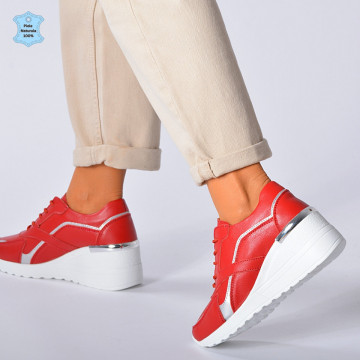 Adidasi Dama Piele Naturala Debby Rosii- Need 4 Shoes