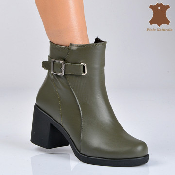 Botine Piele Naturala Amalia Kaki- Need 4 Shoes