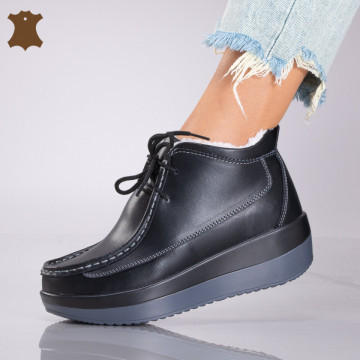 Ghete Dama Imblanite Piele Naturala Tokyo Negre - Need 4 Shoes