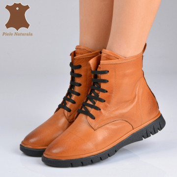 Ghete Dama Piele Naturala Anuva  Camel- Need 4 Shoes