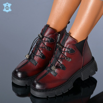 Ghete Dama Piele Naturala Patrisia Bordo - Need 4 Shoes