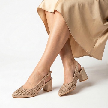 Pantofi Cu Toc Dama Imola Beige
