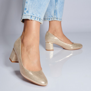 Pantofi Cu Toc Dama Nora Aurii- Need 4 Shoes