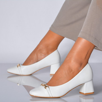 Pantofi Cu Toc Dama Zendra Albi- Need 4 Shoes