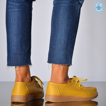 Pantofi Dama Piele Naturala Zora 3 Galbeni- Need 4 Shoes
