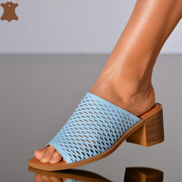 Papuci Dama Piele Naturala Pamela Albastri- Need 4 Shoes