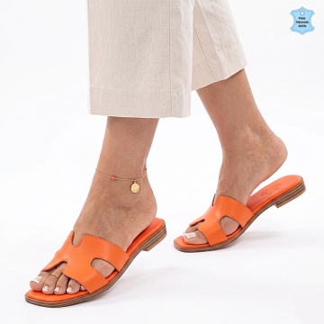 Papuci Dama Piele Naturala Salema Orange