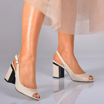 Sandale Dama Cu Toc Bella Bej- Need 4 Shoes