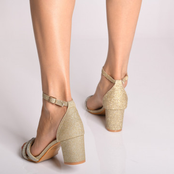 Sandale Dama Cu Toc Camila Aurii- Need 4 Shoes