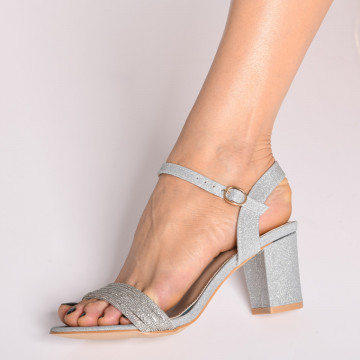 Sandale Dama Cu Toc Eloise Argintii- Need 4 Shoes
