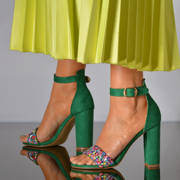 Sandale Dama Cu Toc Molly Verzi- Need 4 Shoes
