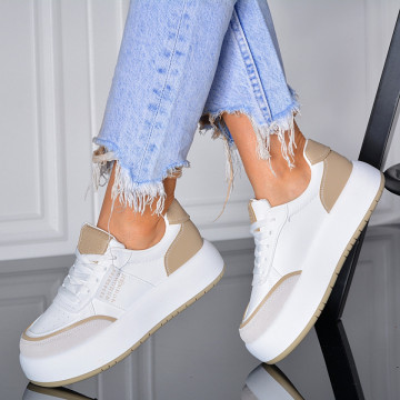 Adidasi Dama Leva Alb/Kaki- Need 4 Shoes